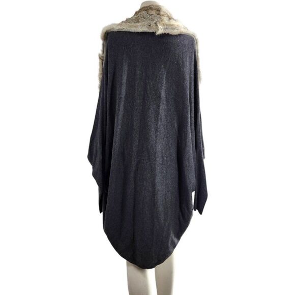 JOIE Real Rabbit Fur Collar Cashmere Wool Slouchy Cardigan M Mob Wife Apres Ski - Picture 4 of 9